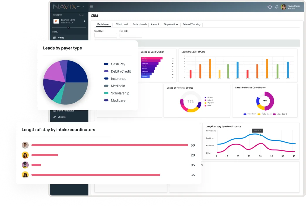 A image of Navix Health software showcasing their advance features.