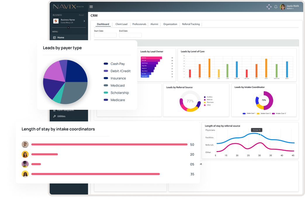 A image of Navix Health software showcasing their advance features.