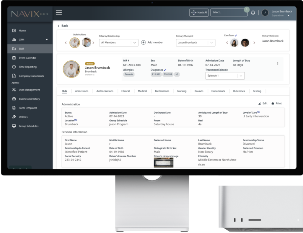 Navix Health EMR screenshot